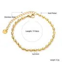 18K Gold Plated Wheat Bead Chain Bracelet, 3.2mm x 5mm Stainless Steel Oval Bead Link Jewelry (17+5cm) image 1