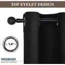 PONY DANCE Store occultant à œillets, 2 panneaux, W140 x L145 cm (W55 x L57 pouces), Noir image 5