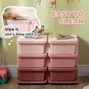HOMCOM 6 Drawers Plastic Storage Units, 3 Tier Kids Storage Units, Children Toy Chest for Nursery, Playroom, Bedroom, Pink image 5