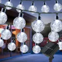 VIVREAL Guirlandes lumineuses solaires avec boules à bulles – 7 m (23 pieds), 50 LED, blanc froid, guirlandes lumineuses solaires étanches pour l’extérieur, décoration du jardin et de la terrasse, décoration festive, PVC-006-01, offre spéciale Nouvel An, cadeaux phares image 0