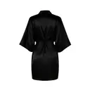 IZURIA mid-sleeved black silk-like bathrobe  S image 1