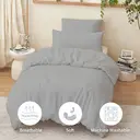 LeBonsoir Parure de lit brossée avec 1 housse de couette 135 x 200 cm et 1 taie d’oreiller 80 x 80 cm, avec fermeture éclair - Gris clair image 4