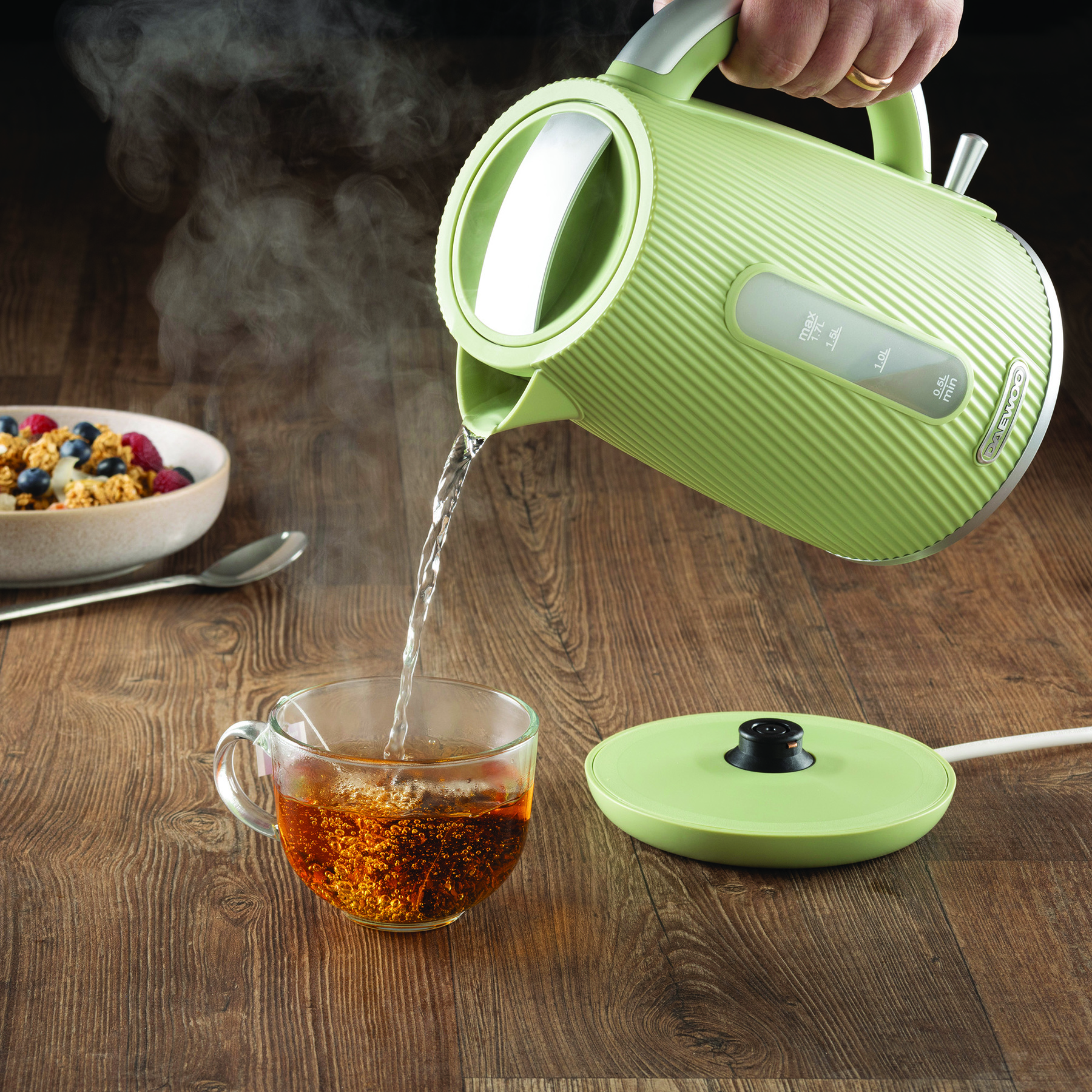 DAEWOO Cascade Kettle, 1.7L, Textured, Sage Green - SDA2774GE image 1