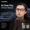 LAWAKEN AI Chat City Classic AI Smart Audio Glasses, 128 Languages Real-Time Translation, AI Note for Meeting Summary, AI agent of ChatGPT Gemini Claude, Waterproof, Lightweight, Long battery, Prescription Lenses, 5.3 Bluetooth, Hands-Free Wearable, Open-Ear Music & Calls, for ios android, Standard Size, for Daily Use image 5