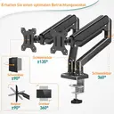 Monitor Mount 2 Monitors for 13-32 Inch Screens with VESA 75/100, Gas Lift 2 Monitor Mounts Tilts 180° Pivoting 180° Rotatable 360° Height Adjustable Monitor Arm 9 kg per Arm image 4