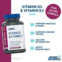 Applied Nutrition Vitamin D3 + K2 Bone Health Vegan Capsules - 90 Capsules image 1