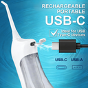 Sunluxy Wireless Portable Water Flosser – 140PSI Strong Water Pressure, 5 Modes, 360° Rotatable Nozzle, 300ml Large Tank, 40-Day Battery Life, F5 White image 7