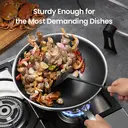 ochama  Non-stick Wok - No Teflon Wok, Non-stick Stainless Steel, Wok Pan with Lid, Less Smoke - Kitchen Essentials, Cooking, Frying - Compatible with Gas/Induction/Electric Heat, 30 cm with lid image 3