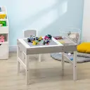 HOMCOM 2 in 1 Kids Table and Chair Set for Toddlers, Children Multi Activity Desk with Chair, Storage Space, Grey image 1