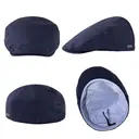 TOP-EX Casquette gavroche en lin 100 % pour homme, intérieur en coton, taille M/L - Navy image 1