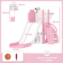 AIYAPLAY Kids Slide, 5 in 1 Toddler Slide Set with Basketball Hoop, Outdoor & Indoor Frog Theme Playset with Climbing Frame, Telescope, Storage Box for Toddlers Ages 1-3, Pink image 4