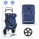 Foldable Shopping Trolley with Cooling Compartment, 3-in-1 Trolley, Sack Truck & Shoulder Bag, Shopping Trolley, Shopping Trolley 43L Capacity & Tie Down Strap, Shopping Cart with Wheels, Foldable Trolley, Grocery Shopping, Portable Trolley, Blue image 1