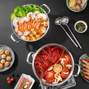 Maxcook 3-Layer 304 Stainless Steel Double-Flavor Hot Pot - With Glass Lid - 28cm image 2