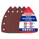 WORKPRO Pack of 100 Sandpaper Triangle Sanders, Velcro Sanding Sheets Delta 105 x 152 mm Set for Multi Sanders, Triangle Sanders, Grit 40, 80, 120, 180 for Sanding, Polishing, Paint Removal of Wood image 0