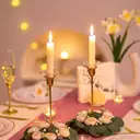 Ensemble de 3 Bobeches en Verre pour Bougeoirs – Protège-Gouttes et Anneaux de Bougies pour Cierges, Capteurs de Gouttes pour Bougie Décorative – Mariage, Fête, Église, Maison (Rond, Bord Doré) image 5