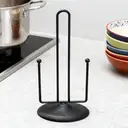 Support de Rouleau d’Essuie-Tout de Cuisine Noir JU7CER - Sur Comptoir avec Tige de Fixation, Design Moderne et Minimaliste, Idéal pour la Maison image 3