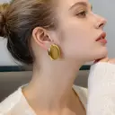 VoxorAI European and American style brown geometric cat's eye stone earrings, stud earrings, ear studs, ear accessories, all seasons image 0