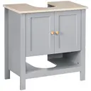 kleankin Under Sink Cabinet, Bathroom Vanity Unit, Pedestal Under Sink Design, Storage Cupboard with Adjustable Shelf, Grey image 0