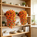 Yuejia Lot de 4 bouquets suspendus de fleurs artificielles en soie pétunia orange et jaune - 76 cm image 5