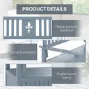 Outsunny 2 Seater Garden Storage Bench, 164L Outdoor Storage Box with Backrest Flower Pattern, Wooden Garden Bench with Armrests, 125 x 68.5 x 97cm, Grey image 5