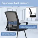 HOMCOM Ergonomic Desk Chair No Wheels, Padded Meeting Office Chair with Sled Base for Home Conference Room, Bedroom, Waiting, Reception, Black image 3