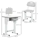 HOMCOM Kids Desk and Chair Set Adjustable Height Study Table Set w/ Drawer, Book Stand, Pen Slot - Grey image 4