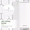 HOMCOM Bathroom Floor Storage Cabinet Slim Tallboy w/ Door Cupboard & Shelves For Living Room, Bedroom, Hallway White image 6