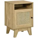 HOMCOM Bedside Table Rattan 1 Door Oak Effect image 0