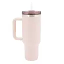Milestone Travel Mug & Straw with Handle Stainless Steel Double Walled Pink 1200ml image 1