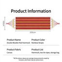 ochama x J.ZAO Hamac de Jardin 2 Personnes Arc-en-Ciel 200x150cm, Hamac Suspendu avec Barres de Bois, Toile en Coton Respirante, Charge 150kg, pour Camping, Terrasse et Balcon, Inclus 2 Sangles et Sac de Transport image 8