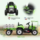 HOMCOM Kids Electric Car, 12V Electric Ride on Tractor and Trailer with Detachable Trailer Remote Control, USB, Horn, Lights, image 5