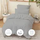 LeBonsoir Parure de lit brossée avec 1 housse de couette 155 x 220 cm et 2 taies d’oreiller 80 x 80 cm, avec fermeture éclair - Gris clair image 4