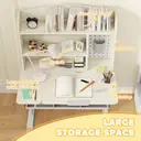 AIYAPLAY Kids Desk, Height Adjustable Children Study Table with Tilt-Desktop, Hutch, Drawer, Storage Shelf, Pegboard, for Reading, Drawing, Studying, Crafting, for 3-12 Years, Natural image 8