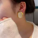 VoxorAI European and American style white geometric cat's eye stone earrings, stud earrings, ear studs, all seasons image 6