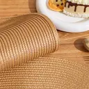 PP Placemats Set of 6 for Dining Table，PP oval placemat BL straw yellow，Washable Woven Vinyl Non-Slip 18x12 inches Placemat Heat-Resistant Durable Table Mats for Dining Table Easy to Clean image 9