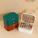 JORDAN&JUDY 2-Tier White Jewelry Organizer Box for Earrings， Rings， and Necklaces, New Year Sale , Top gift picks image 7