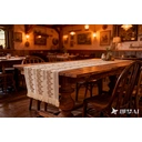 Boho Table Runner 5pcs table runner and placemat, Farmhouse Rustic Dining Kitchen Centerpiece Decor Small Macrame Woven Coffee Table Runner for Dresser Scarf Home Decor 12x72 inch*1,12.5*16.5inch*4,wavy brown image 3