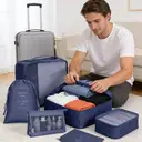 VoxorAI Navy Blue Travel Bag, Clothing Storage Bag, Toiletry Bag, Travel Organization Set (8 Pieces) image 6