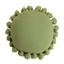 MEROPE, Coussin rond à franges en acrylique, 45x45 cm, vert, 1 pack image 1