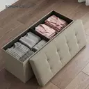 Ochama x SONGMICS Storage Ottoman Bench, 38 x 110 x 38 cm, End of Bed Bench, Storage Chest, for Living Room, Bedroom, Entryway, Camel Brown image 2