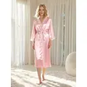 long-sleeved pink silk-like bathrobe  L image 1