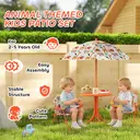 AIYAPLAY Kids Patio Set, Children Table and Chair Set, Outdoor Picnic Table with 2 Folding Chairs and Umbrella for 2-5 Years Boys Girls, Orange image 7