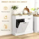 HOMCOM Sideboard with Tilt-out Trash Bin, Farmhouse Kitchen Sideboard with 2 Drawers, Adjustable Shelves, Door Racks and Wood-effect Top, Freestanding Storage Cabinet for Kitchen, Dining Room, White image 3