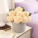 Yuejia Décoration bouquet de roses artificielles en soie 48 cm - Champagne image 6