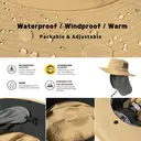 TOP-EX UV Protection Mens Sun Hat with Cooling Neck Flap Sunglass Lock Wide Brim Fishing Hats M/L Khaki image 4