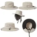 TOP-EX UV Protection Mens Sun Hat with Cooling Neck Flap Sunglass Lock Wide Brim Fishing Hats M/L Grey image 1