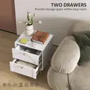 HOMCOM Bedside Table Set of 2, Modern Bedside Cabinets with 2 Drawers and Steel Legs, Side Tables for Living Room, Bedroom, 40 x 35 x 50 cm, White image 4