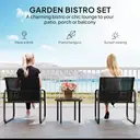 Outsunny Garden Bistro Set, 3 Piece Metal Garden Furniture Set with Mesh Chairs and Square Glass Top Table, Small Balcony Furniture for Outdoor, Patio, Conservatory, Black image 3