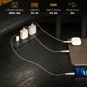 HOMCOM L Shaped Desk with Power Outlets and LED Lights, Corner Computer Desk with Monitor Stand, Gaming Desk for Home Office, Black image 3