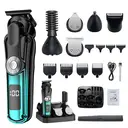 Komingdon Beard Trimmer For Men, All-in-One Men's Hair Clipper Hair Trimmer, Mustache Body Nose Ear Facial Cutting Shaver, Electric Razor Grooming Kit, USB Rechargeable  Cordless & Led Display, Holiday Gift For Him Father's Day Gift bule image 0